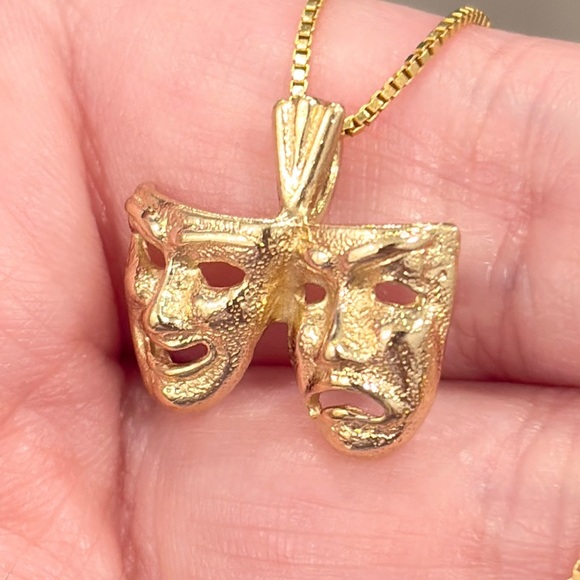 Michael Anthony Jewelry - 14K Drama Comedy Mask Pendant Yellow Gold Michael Anthony Actor Theater Thespian